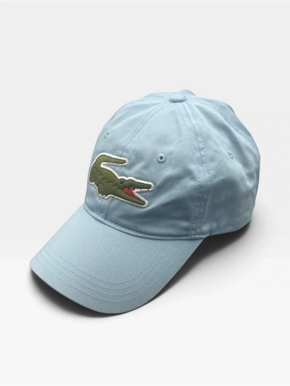 Lacoste Big Croc Embroidered Baseball Cap Light Baby Blue Dad Hat One Size